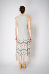 D. Exterior Long Ribbed Knit Dress with Lurex Details in Sage Green Vancouver. Shop Online or in Store