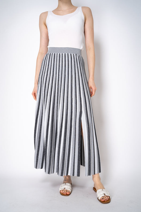D. Exterior Lurex Knit Pleated Skirt in Silver Vancouver. Shop Online or in Store.