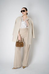 D. Exterior Pull-On Style Straight Wide Leg Linen Trousers in Blush Beige Vancouver. Shop Online or in Store.