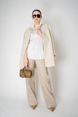 D. Exterior Pull-On Style Straight Wide Leg Linen Trousers in Blush Beige Vancouver. Shop Online or in Store.