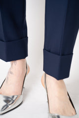 D. Exterior Pull-On Style Tapered Leg Cady Trousers in Navy Vancouver. Shop Online or in Store.