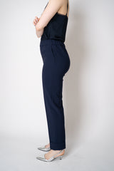 D. Exterior Pull-On Style Tapered Leg Cady Trousers in Navy Vancouver. Shop Online or in Store.