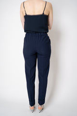 D. Exterior Pull-On Style Tapered Leg Cady Trousers in Navy Vancouver. Shop Online or in Store.