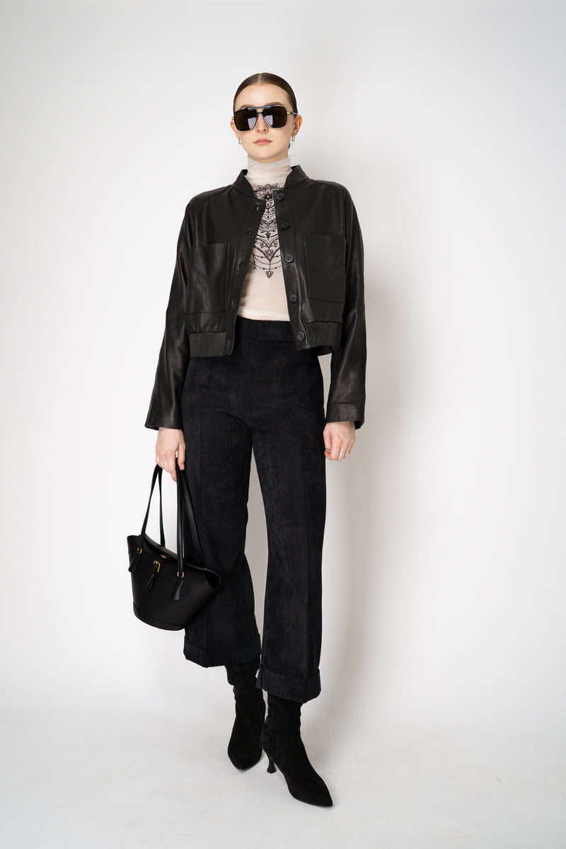 D. Exterior Pull-On Style Wide Cropped Corduroy Trousers in Black Vancouver. Shop Online or in Store.