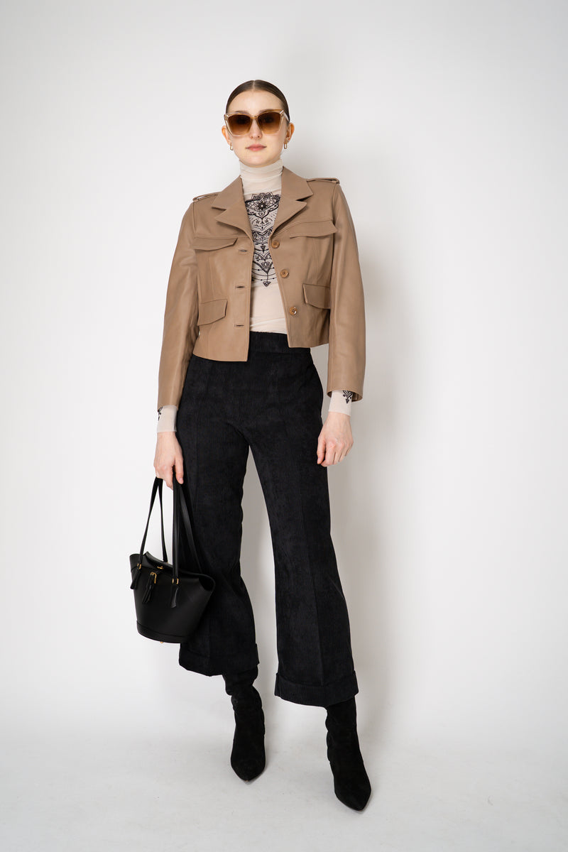 D. Exterior Pull-On Style Wide Cropped Corduroy Trousers in Black Vancouver. Shop Online or in Store.