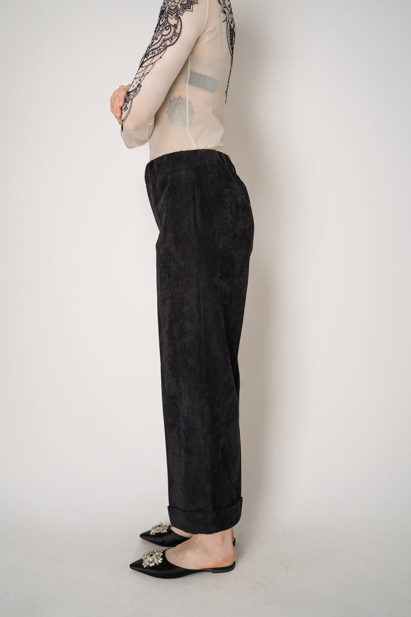 D. Exterior Pull-On Style Wide Cropped Corduroy Trousers in Black Vancouver. Shop Online or in Store.