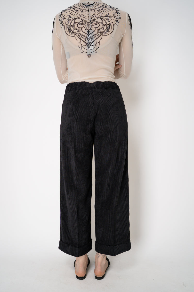 D. Exterior Pull-On Style Wide Cropped Corduroy Trousers in Black Vancouver. Shop Online or in Store.