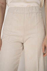 D. Exterior Pull-On Style Wide Cropped Corduroy Trousers in Cream Vancouver. Shop Online or in Store.