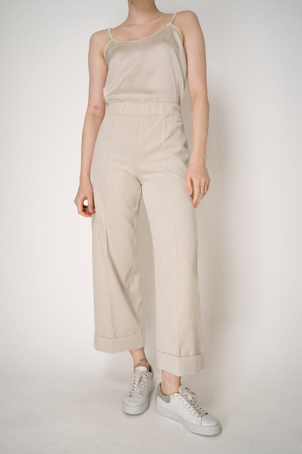 D. Exterior Pull-On Style Wide Cropped Corduroy Trousers in Cream Vancouver. Shop Online or in Store.