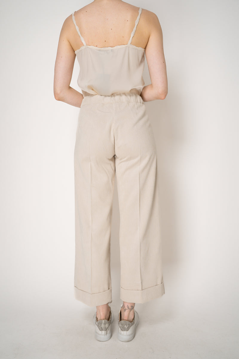 D. Exterior Pull-On Style Wide Cropped Corduroy Trousers in Cream Vancouver. Shop Online or in Store.