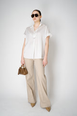 D. Exterior Sateen Fluid Drape Short Sleeve Blouse in White Vancouver. Shop Online or in Store.