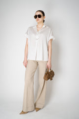 D. Exterior Sateen Fluid Drape Short Sleeve Blouse in White Vancouver. Shop Online or in Store.