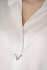 D. Exterior Sateen Fluid Drape Short Sleeve Blouse in White Vancouver. Shop Online or in Store.