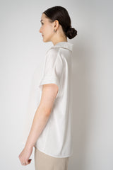 D. Exterior Sateen Fluid Drape Short Sleeve Blouse in White Vancouver. Shop Online or in Store.