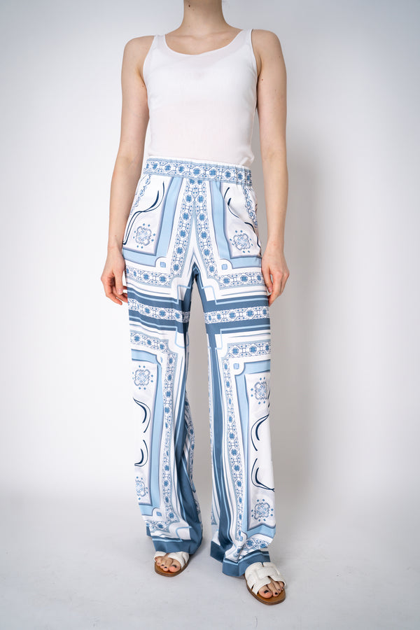 D. Exterior Satin Ornamental Print Pants Light Blue Vancouver. Shop Online or in Store.