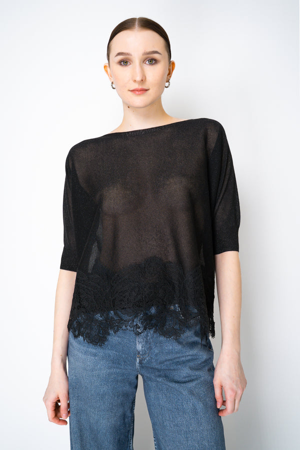 D. Exterior Sleeveless Knit Sparkle Lace Poncho in Black Vancouver. Shop Online or in Store.