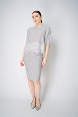D. Exterior Sleeveless Knit Sparkle Lace Poncho in Silver Vancouver. Shop Online or in Store.