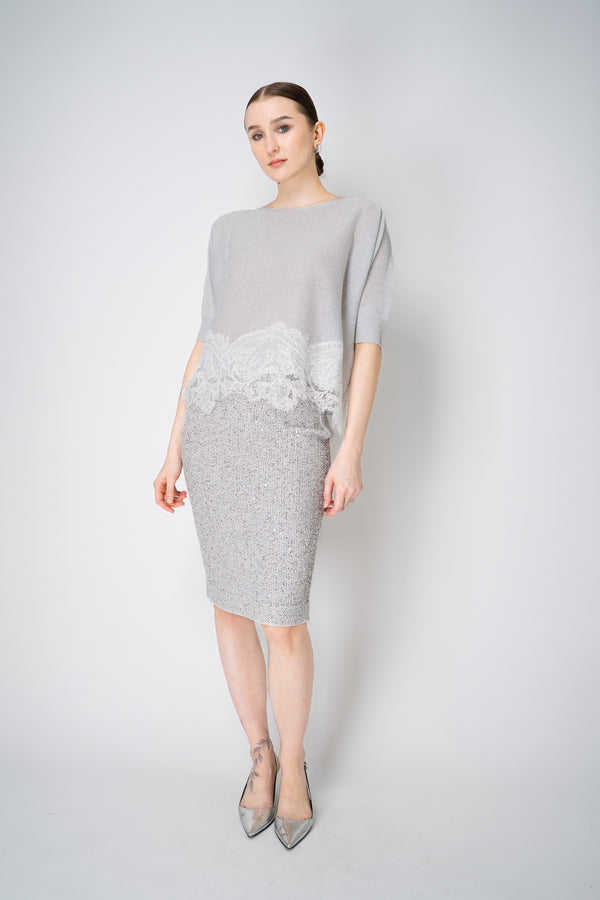D. Exterior Sleeveless Knit Sparkle Lace Poncho in Silver Vancouver. Shop Online or in Store.