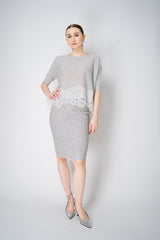 D. Exterior Sleeveless Knit Sparkle Lace Poncho in Silver Vancouver. Shop Online or in Store.
