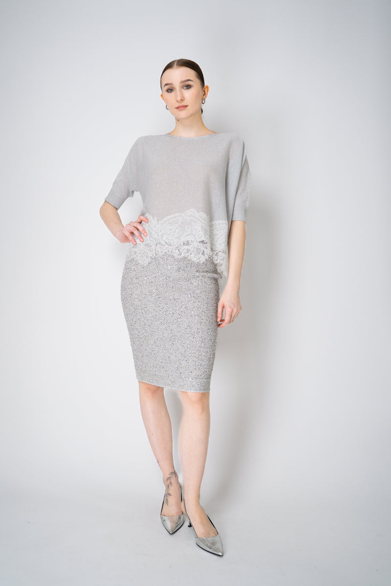 D. Exterior Sleeveless Knit Sparkle Lace Poncho in Silver Vancouver. Shop Online or in Store.