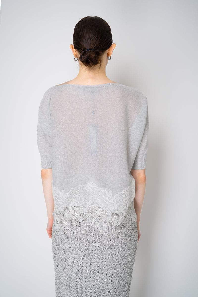 D. Exterior Sleeveless Knit Sparkle Lace Poncho in Silver Vancouver. Shop Online or in Store.