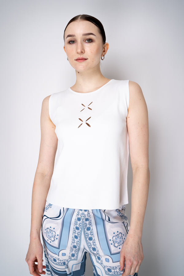 D. Exterior Sleeveless Top with Cut-Out Details in White Vancouver. Shop Online or in Store.
