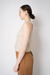 D. Exterior Slim Cropped Linen Vest with Tie Front in Beige Vancouver. Shop Online or in Store.