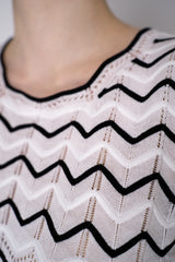 D. Exterior Stretch Knit Tank Blouse in Black and White Chevron Pattern Vancouver. Shop Online or in Store