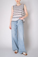 D. Exterior Stretch Knit Tank Blouse in Black and White Chevron Pattern Vancouver. Shop Online or in Store