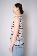 D. Exterior Stretch Knit Tank Blouse in Black and White Chevron Pattern Vancouver. Shop Online or in Store