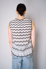 D. Exterior Stretch Knit Tank Blouse in Black and White Chevron Pattern Vancouver. Shop Online or in Store