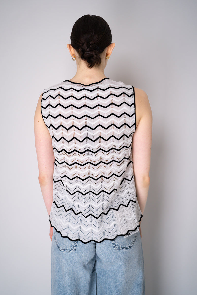 D. Exterior Stretch Knit Tank Blouse in Black and White Chevron Pattern Vancouver. Shop Online or in Store