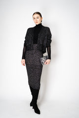 D. Exterior Stretch Knit Wool Alpaca Sequined Cardigan in Black Vancouver. Shop Online or in Store.