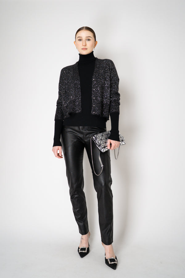 D. Exterior Stretch Knit Wool Alpaca Sequined Cardigan in Black Vancouver. Shop Online or in Store.