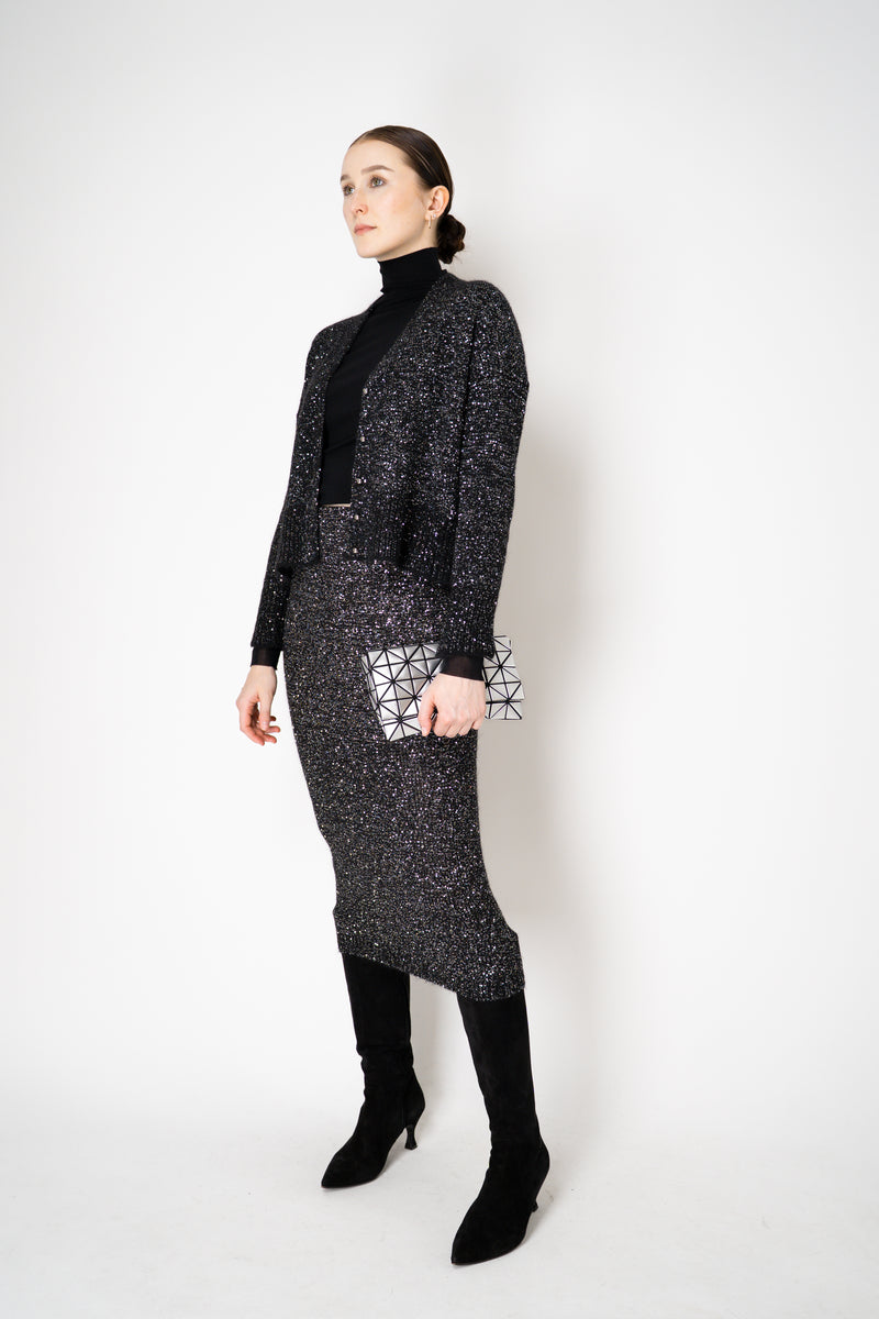 D. Exterior Stretch Knit Wool Alpaca Sequined Cardigan in Black Vancouver. Shop Online or in Store.