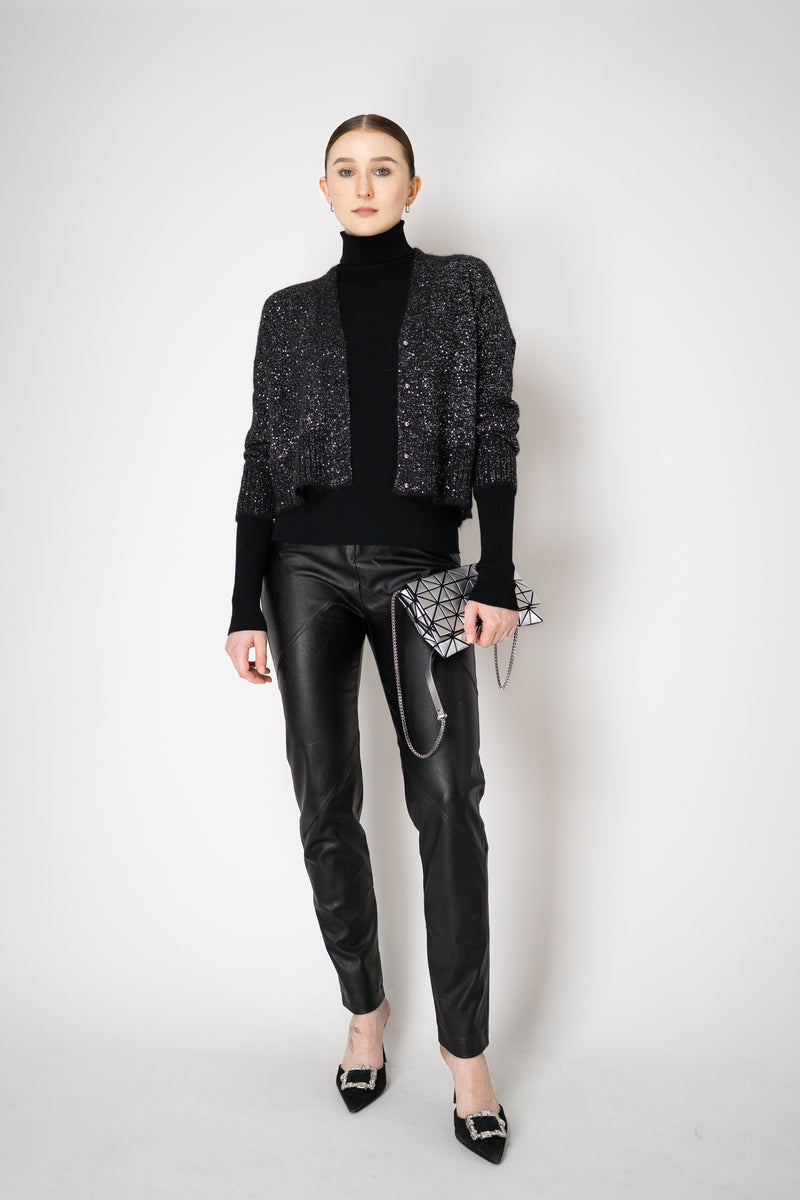 D. Exterior Stretch Knit Wool Alpaca Sequined Cardigan in Black Vancouver. Shop Online or in Store.