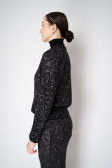 D. Exterior Stretch Knit Wool Alpaca Sequined Cardigan in Black Vancouver. Shop Online or in Store.
