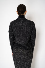 D. Exterior Stretch Knit Wool Alpaca Sequined Cardigan in Black Vancouver. Shop Online or in Store.