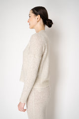 D. Exterior Stretch Knit Wool Alpaca Sequined Cardigan in Latte Vancouver. Shop Online or in Store.
