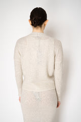 D. Exterior Stretch Knit Wool Alpaca Sequined Cardigan in Latte Vancouver. Shop Online or in Store.