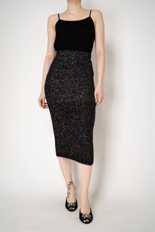 D. Exterior Stretch Knit Wool Alpaca Sequined Skirt in Black Vancouver. Shop Online or in Store.