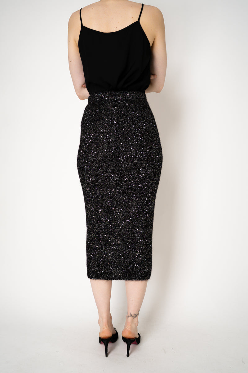 D. Exterior Stretch Knit Wool Alpaca Sequined Skirt in Black Vancouver. Shop Online or in Store.