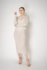 D. Exterior Stretch Knit Wool Alpaca Sequined Skirt in Latte Vancouver. Shop Online or in Store.