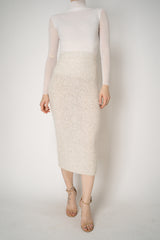 D. Exterior Stretch Knit Wool Alpaca Sequined Skirt in Latte Vancouver. Shop Online or in Store.