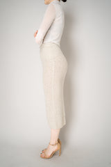 D. Exterior Stretch Knit Wool Alpaca Sequined Skirt in Latte Vancouver. Shop Online or in Store.