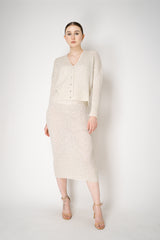 D. Exterior Stretch Knit Wool Alpaca Sequined Skirt in Latte Vancouver. Shop Online or in Store.