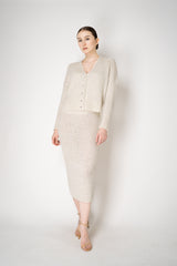 D. Exterior Stretch Knit Wool Alpaca Sequined Skirt in Latte Vancouver. Shop Online or in Store.