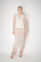 D. Exterior Stretch Knit Wool Alpaca Sequined Skirt in Latte Vancouver. Shop Online or in Store.