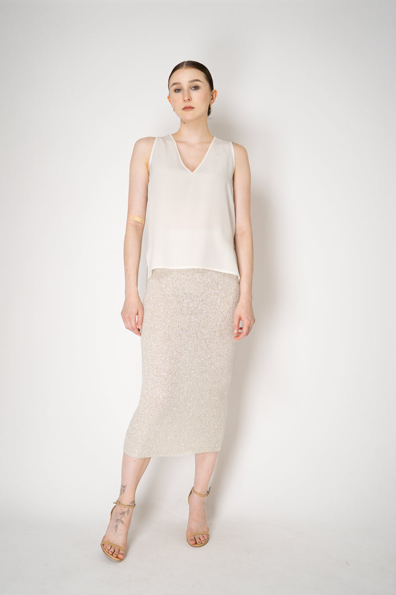 D. Exterior Stretch Knit Wool Alpaca Sequined Skirt in Latte Vancouver. Shop Online or in Store.