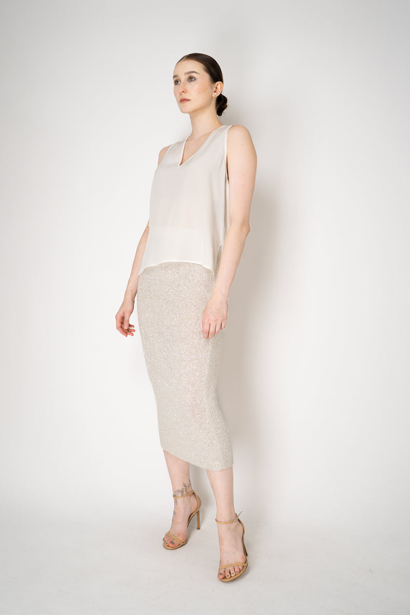 D. Exterior Stretch Knit Wool Alpaca Sequined Skirt in Latte Vancouver. Shop Online or in Store.